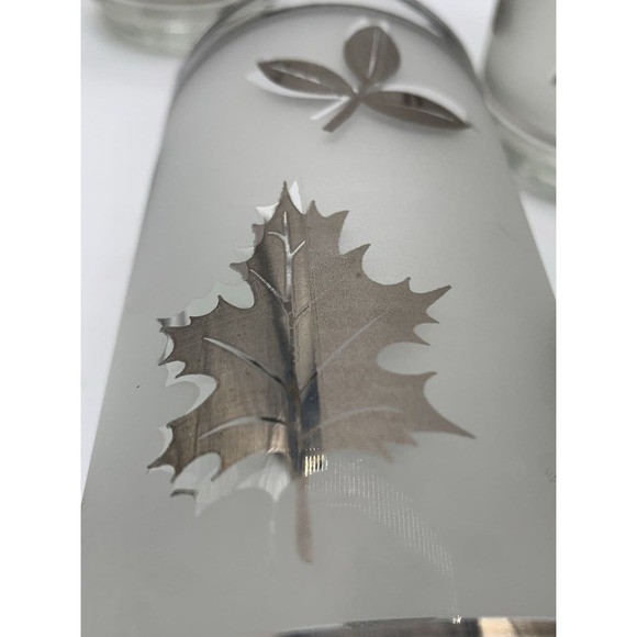 VINTAGE MCM LIBBEY FROSTED SILVER Foliage GLASSES 12 Oz SET OF 4 EUC - Picture 3 of 7